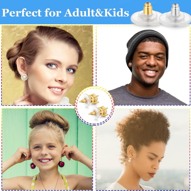 Moconar Earring Backs, 925 Sterling Silve Locking Earring Backs for Studs, Hypoallergenice Secure Earring Backs Replacements for Studs/Droopy Heavy Ears, No-Irritate Earring Backs for Adults (Gold) - Image 5